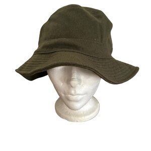 Women’s Bucket Hat Olive Green Wool Blend Retro Y2K Vintage Size 58 cm